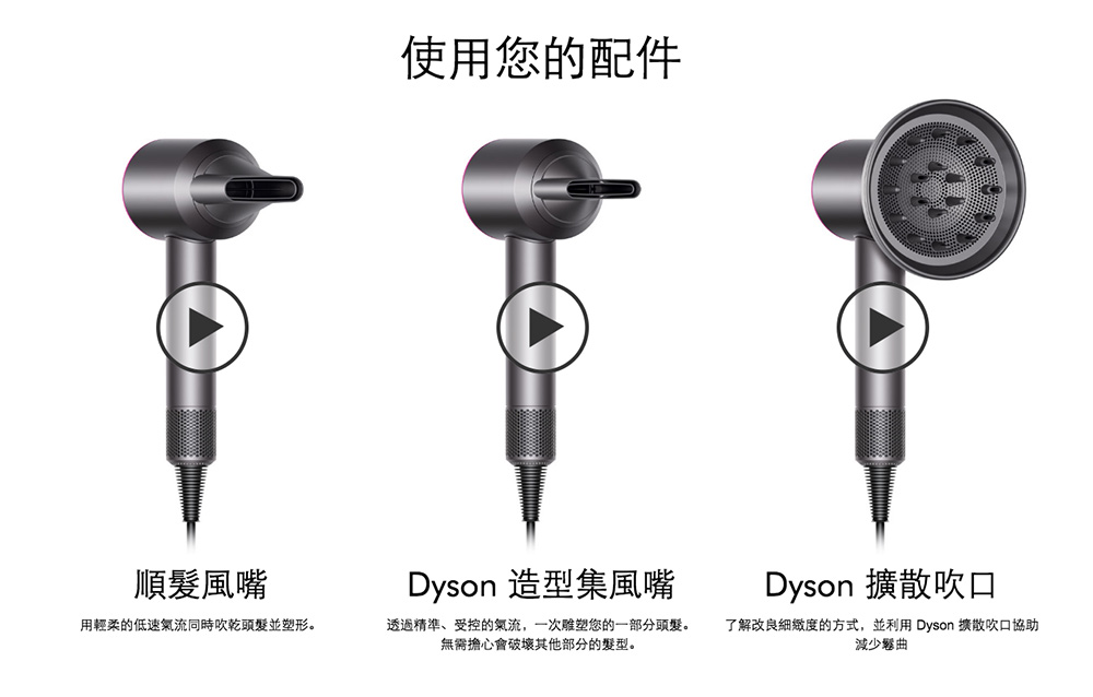 Dyson Supersonic吹风机各款风嘴