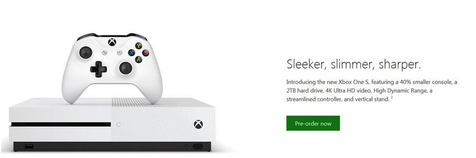 被曝光的微软Xbox one S预购页面