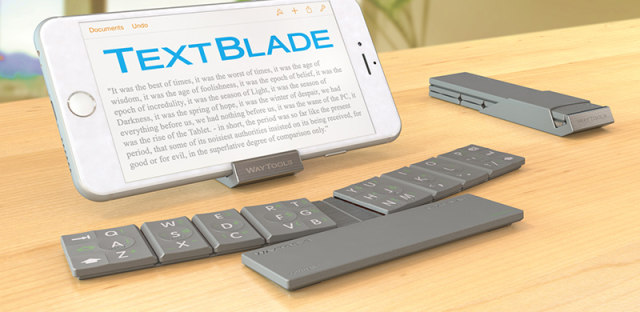 手机虚拟键盘不好用？TextBlade折叠键盘让触屏设备更带感！