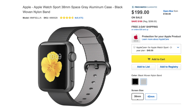 百思买Apple Watch降价100美元