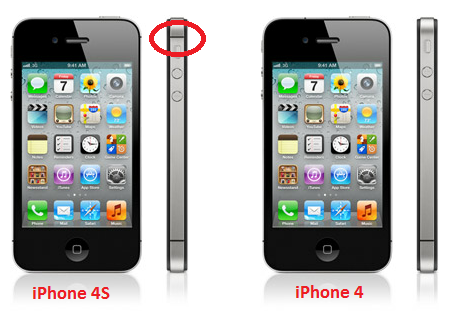 iPhone4s在iPhone4的基础上增加了两个口以让信号溢出