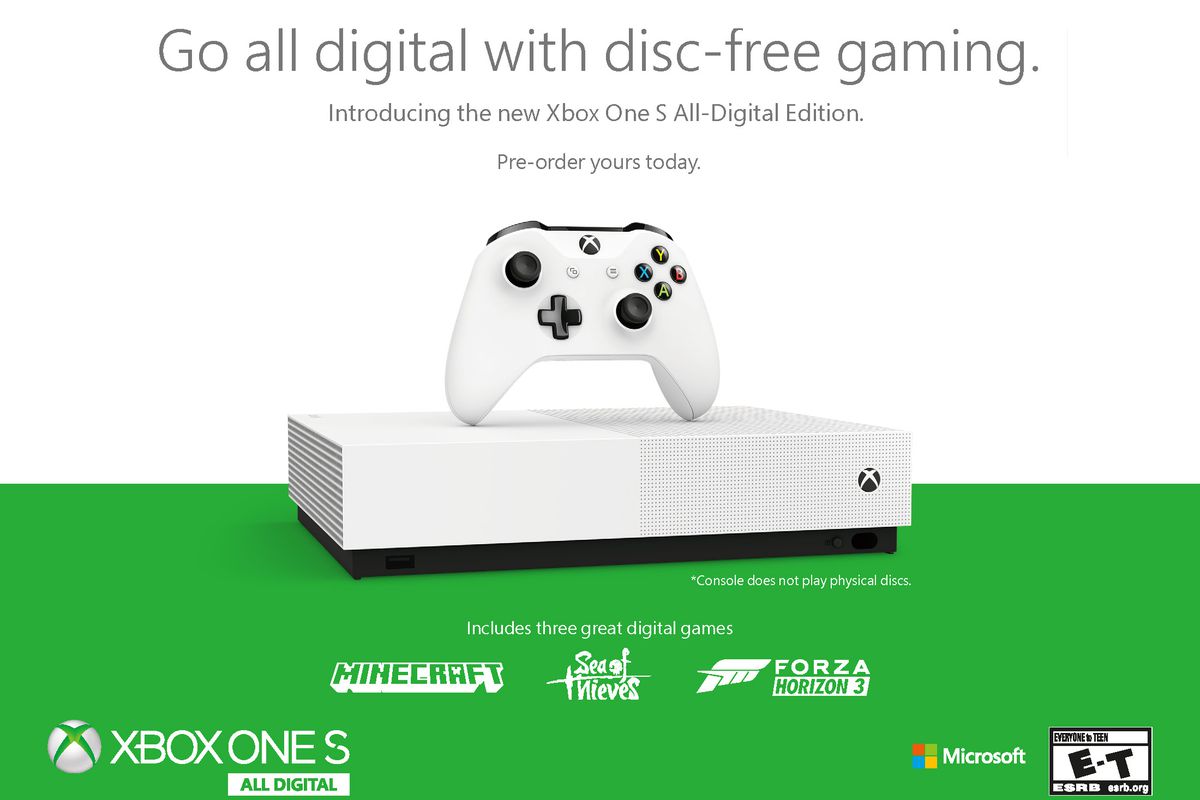 纯数字版Xbox One S