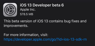 iOS13测试版beta6更新了什么?附描述文件下载