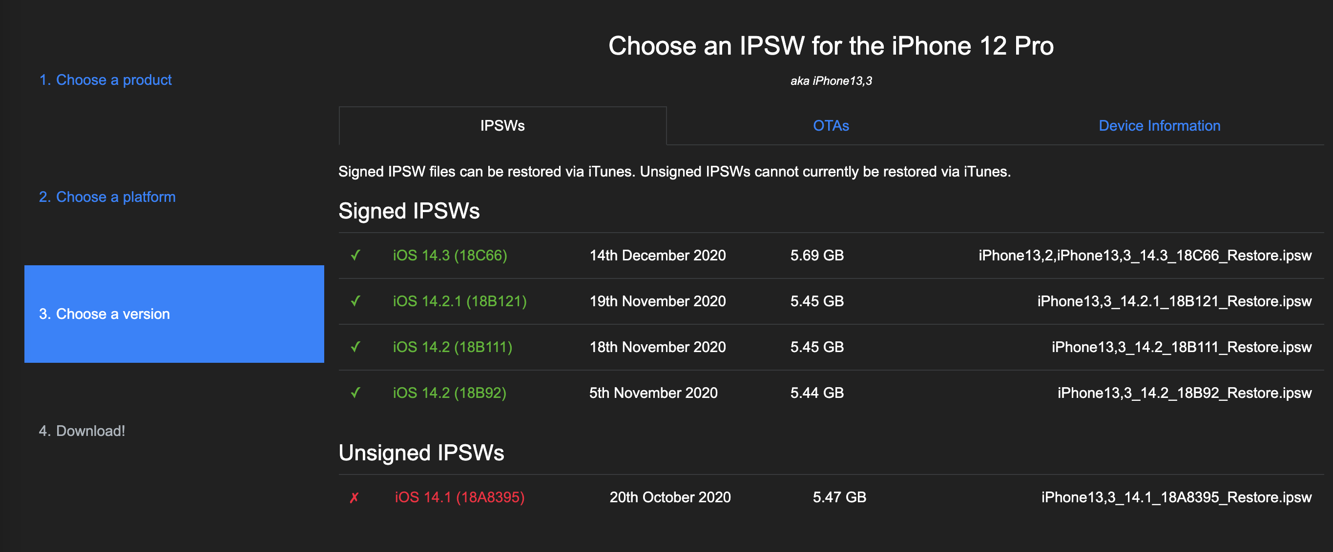 下载 ipsw 固件